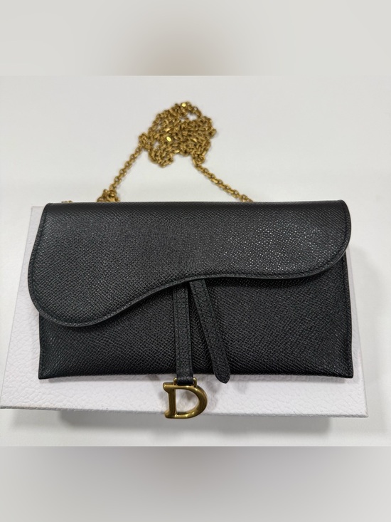 Dior Handbags - Dior Black Wallet on a Chain with Gold Chain and 'D' Charm